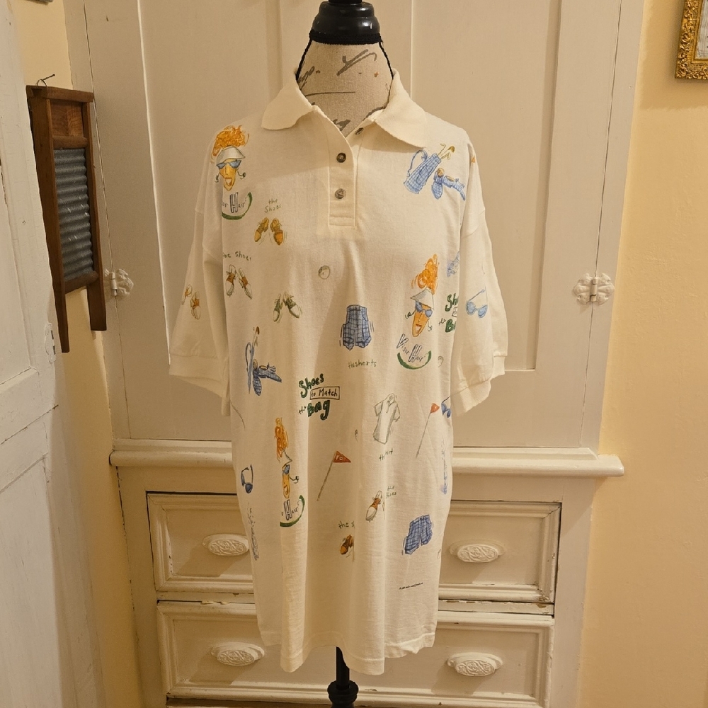 Relevant Products VTG cotton Illustrated golf shirt Sz L 🎁